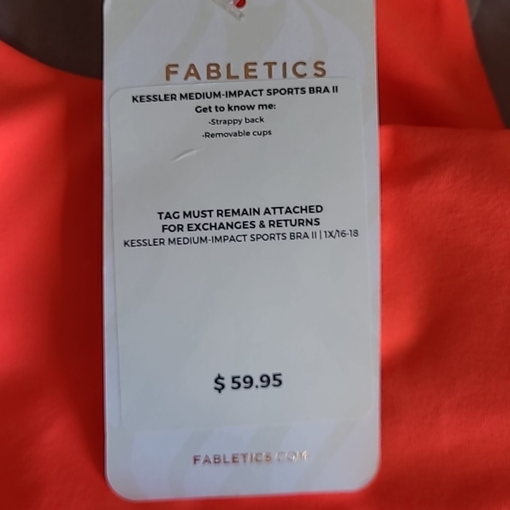Fabletics Neon Coral Orange Racerback Sports Bra Plus Size 1X NWT - Picture 4 of 8